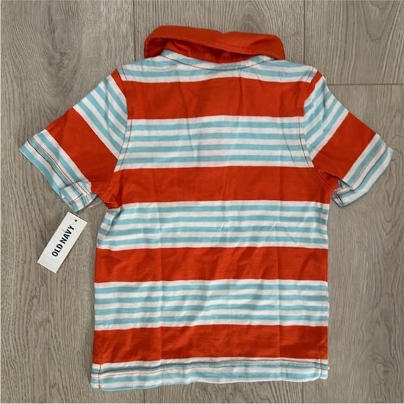 💙 2 NWT Old Navy boys polo shirts 2T navy blue gray white orange stripe bundle - Picture 10 of 13